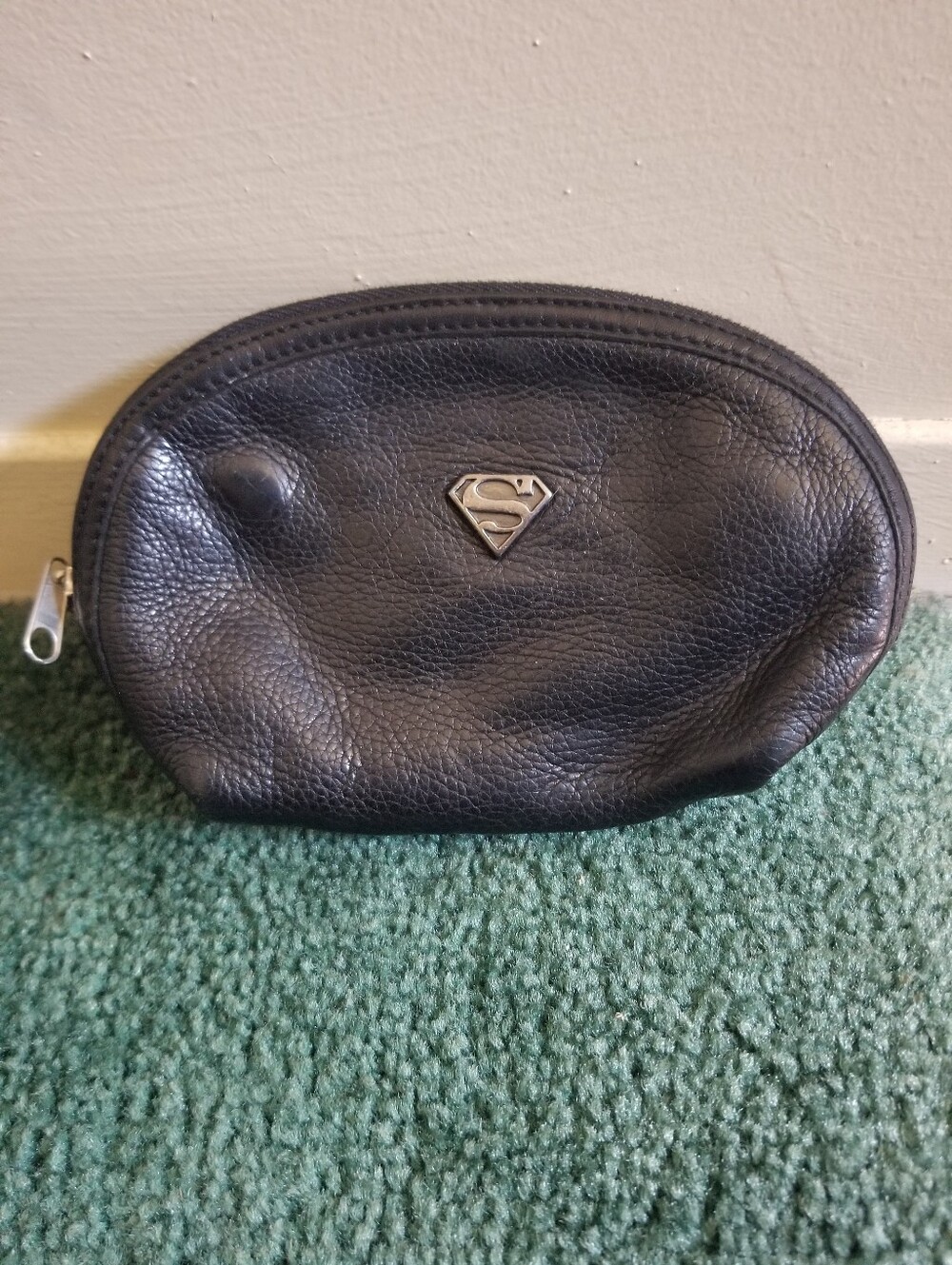 Vintage Warner Bros. Black Leather Superman Coin Purse